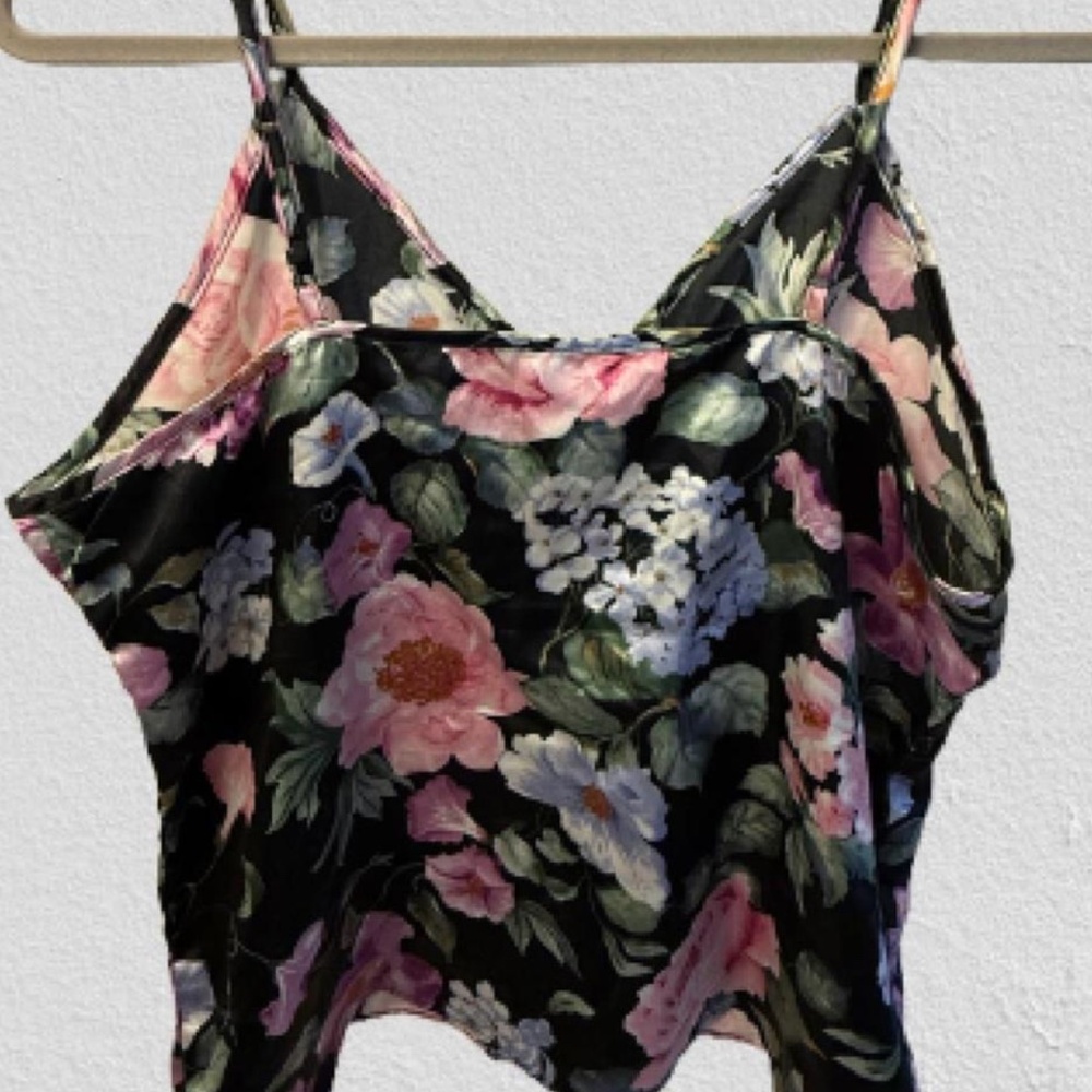 Vintage “Good To Go” Floral Satin Cami – Size M - Picture 3 of 7